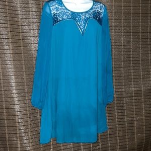 Decree Women’s Blue/ Green Lightweight Blouse With Sheer Long Sleeves